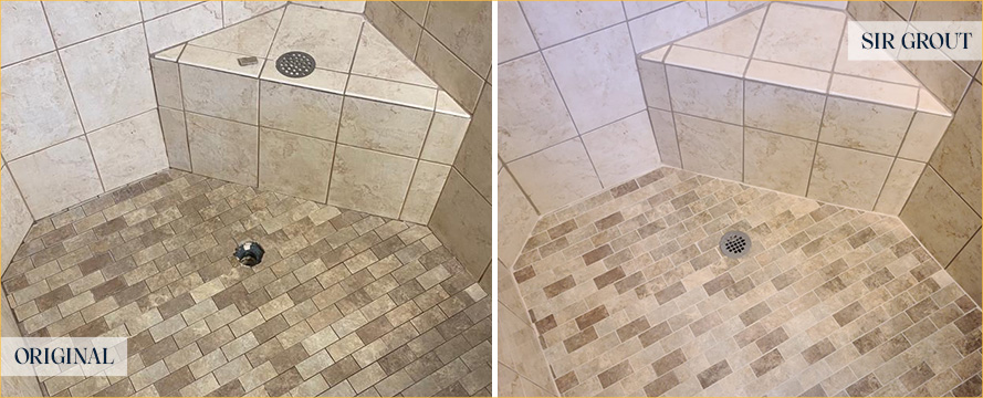 Shower Before and After a Superb Grout Sealing in Flushing, NY