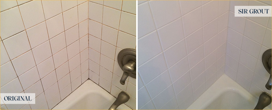 Tile Shower Before and After a Grout Sealing in Queens