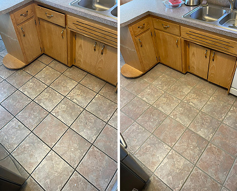 Floor Before and After a Grout Sealing in Middle Village, NY