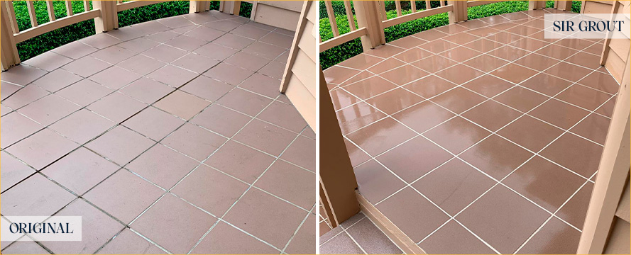 Outdoor Floor Before and After a Flawless Grout Cleaning in Long Island City, NY